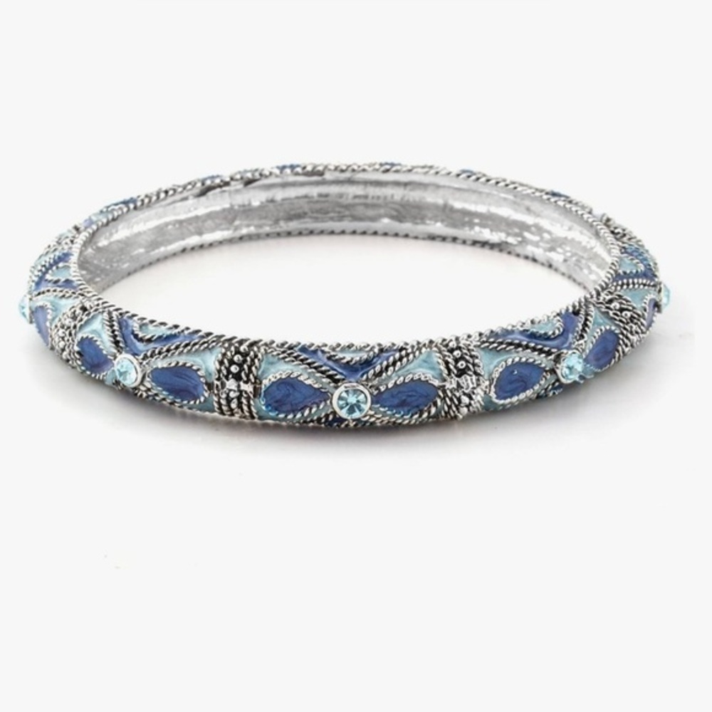 Boho Blue Crystal Swirl Bangle